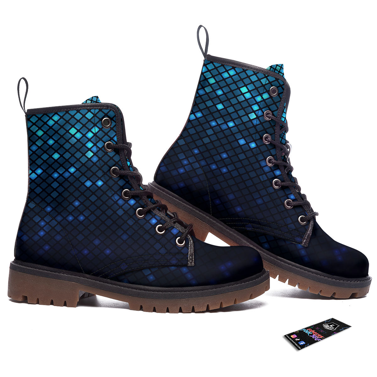 Lights Blue Disco Print Pattern Work Boots-grizzshop