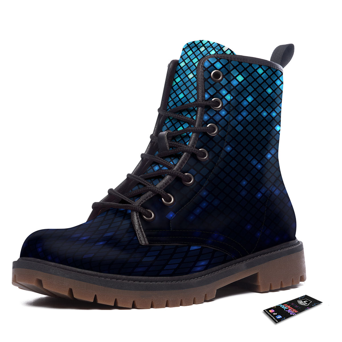 Lights Blue Disco Print Pattern Work Boots-grizzshop