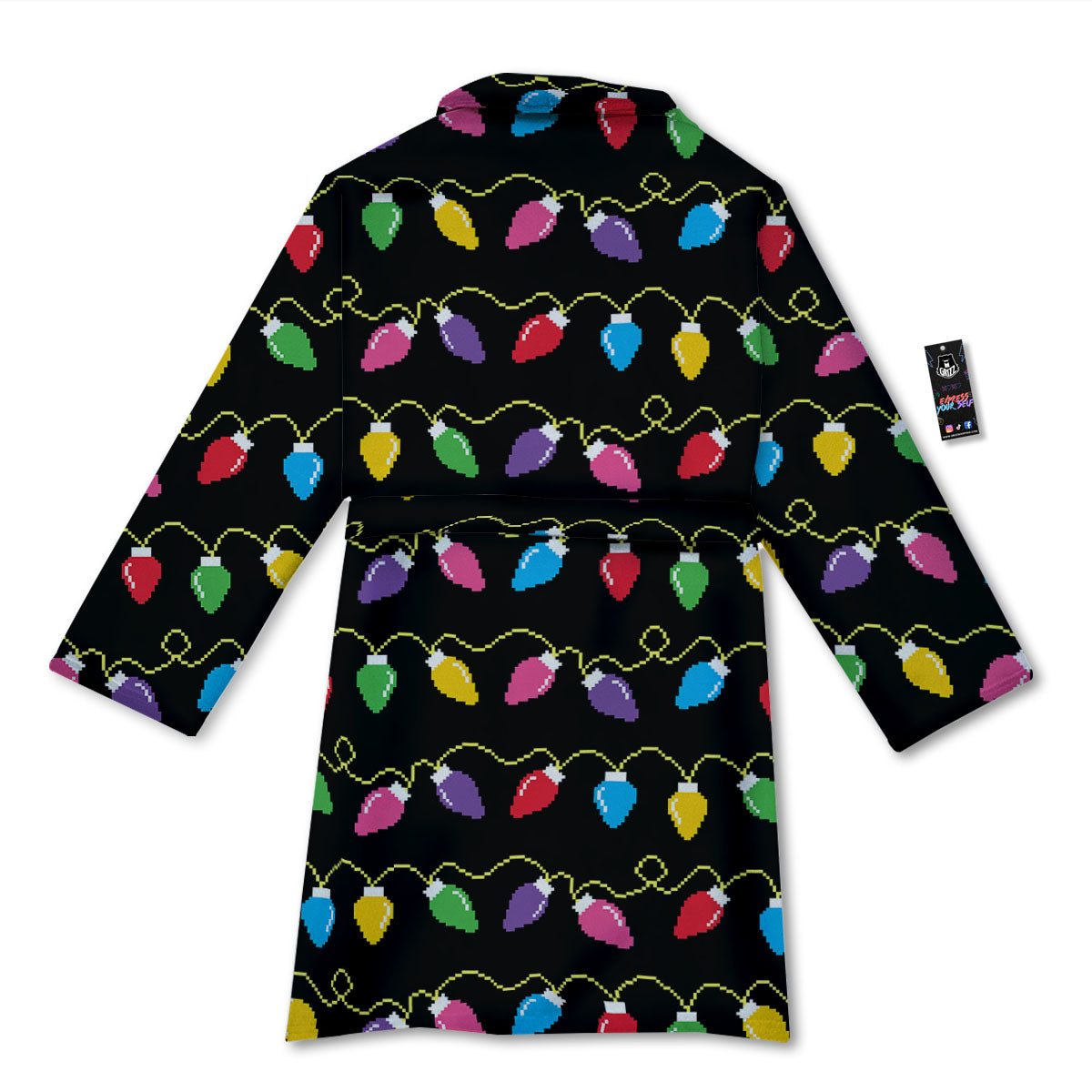 Lights Christmas Pixel Print Pattern Bathrobe-grizzshop