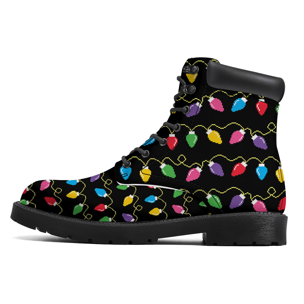 Lights Christmas Pixel Print Pattern Boots-grizzshop