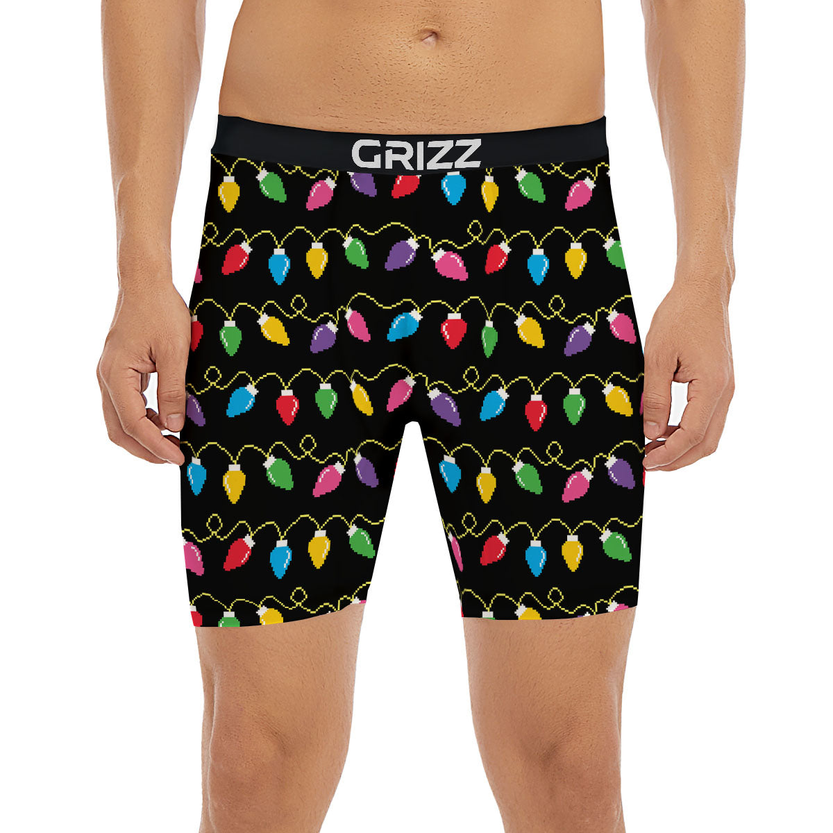 Lights Christmas Pixel Print Pattern Boxer Briefs-grizzshop