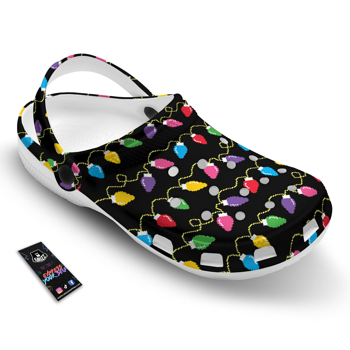 Lights Christmas Pixel Print Pattern Clog-grizzshop