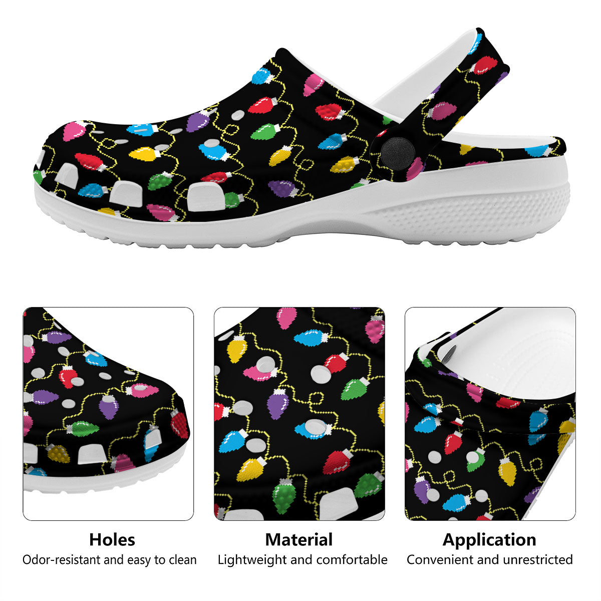 Lights Christmas Pixel Print Pattern Clog-grizzshop
