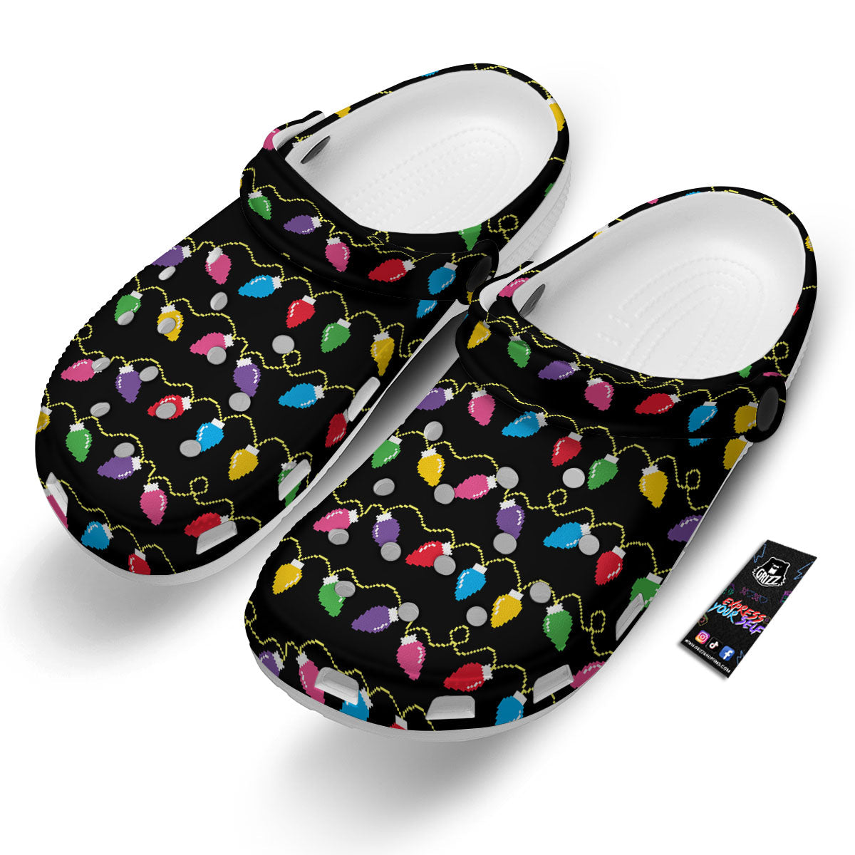 Lights Christmas Pixel Print Pattern Clog-grizzshop