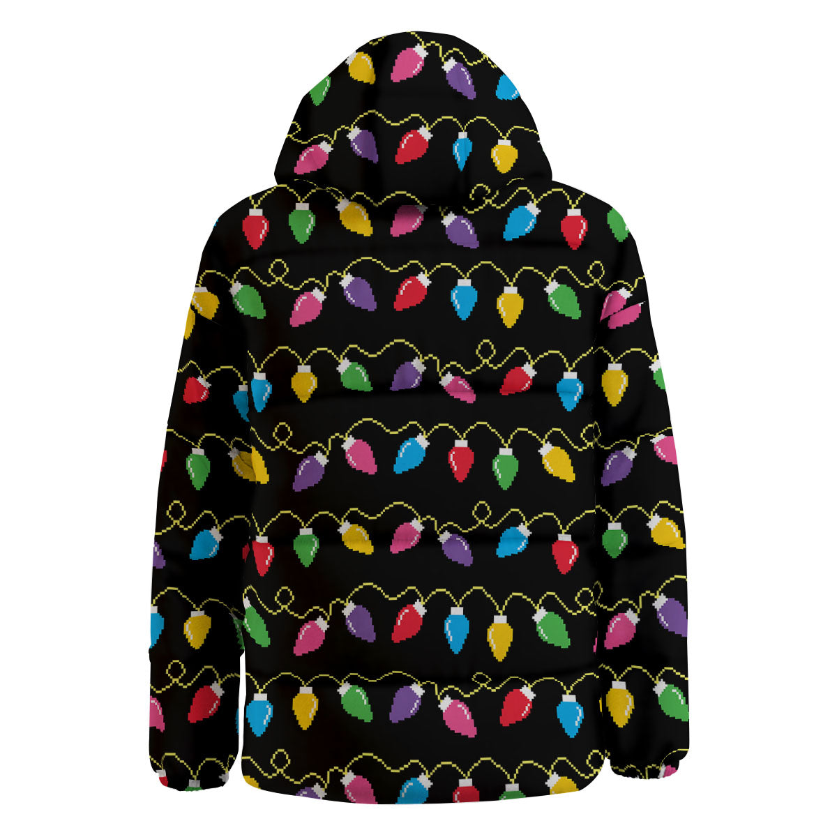 Lights Christmas Pixel Print Pattern Down Jacket-grizzshop