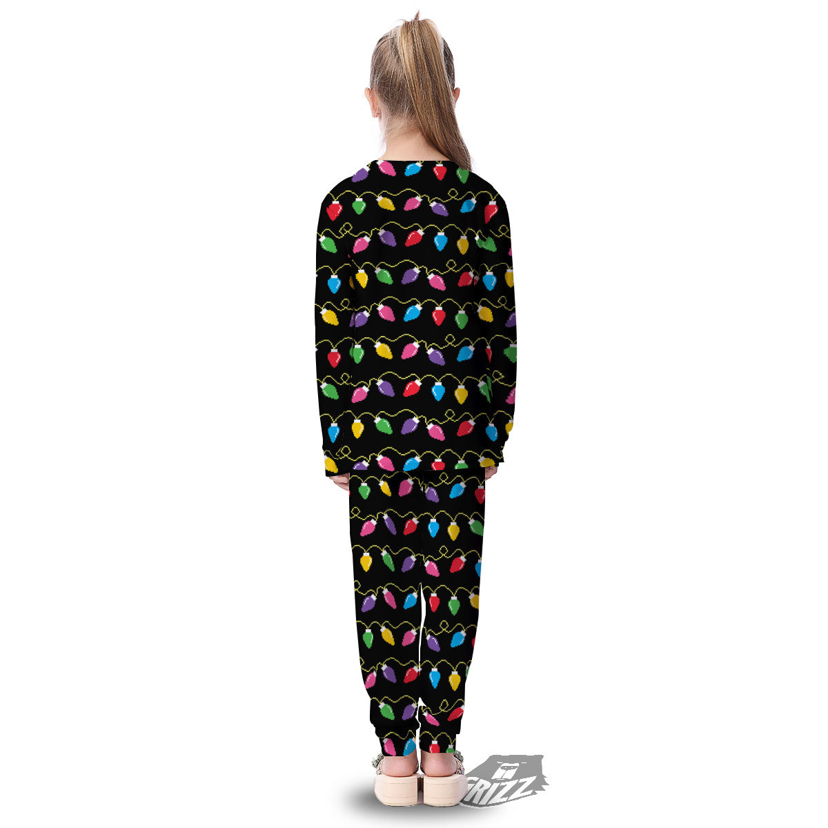 Lights Christmas Pixel Print Pattern Kid's Pajamas-grizzshop