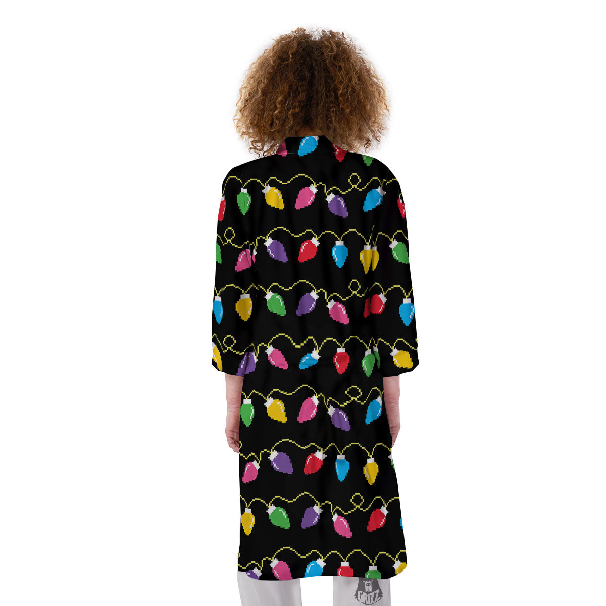 Lights Christmas Pixel Print Pattern Kimono-grizzshop