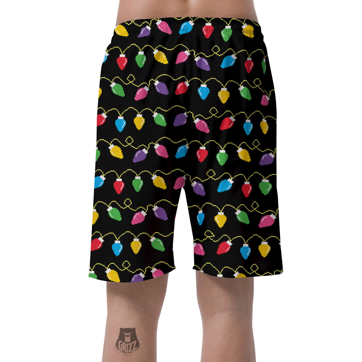 Lights Christmas Pixel Print Pattern Men's Shorts-grizzshop