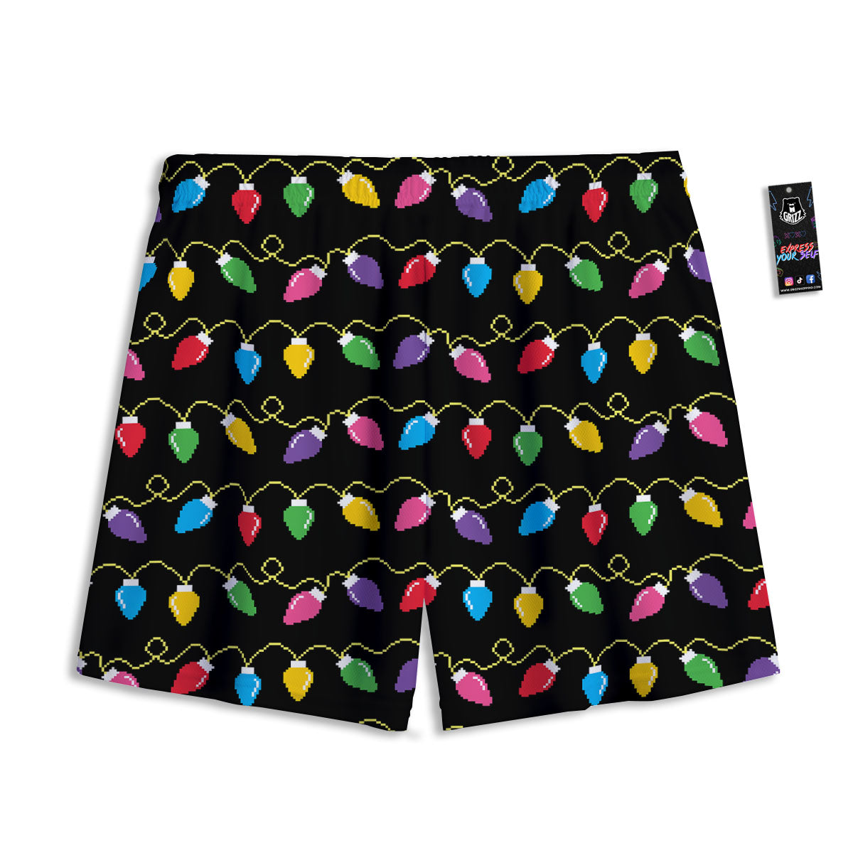 Lights Christmas Pixel Print Pattern Mesh Shorts