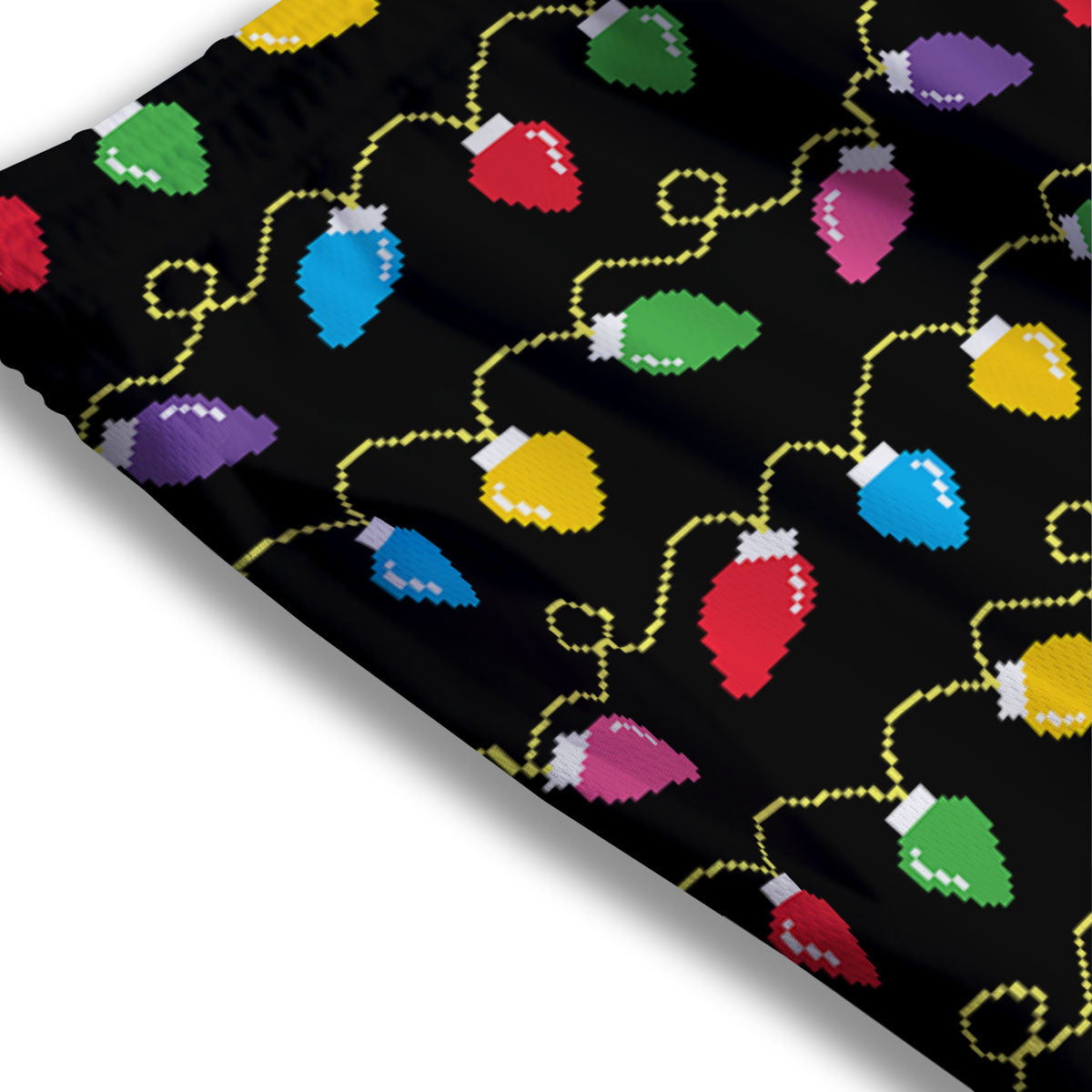 Lights Christmas Pixel Print Pattern Mesh Shorts