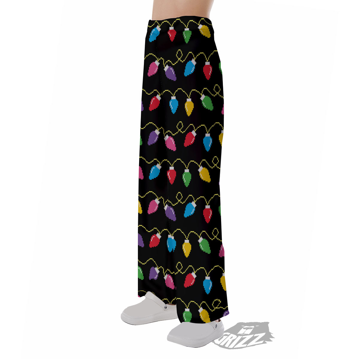 Lights Christmas Pixel Print Pattern Pajama Pants-grizzshop
