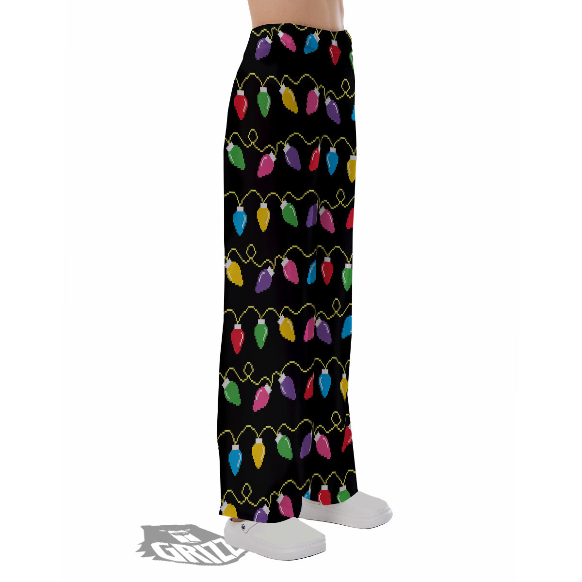 Lights Christmas Pixel Print Pattern Pajama Pants-grizzshop