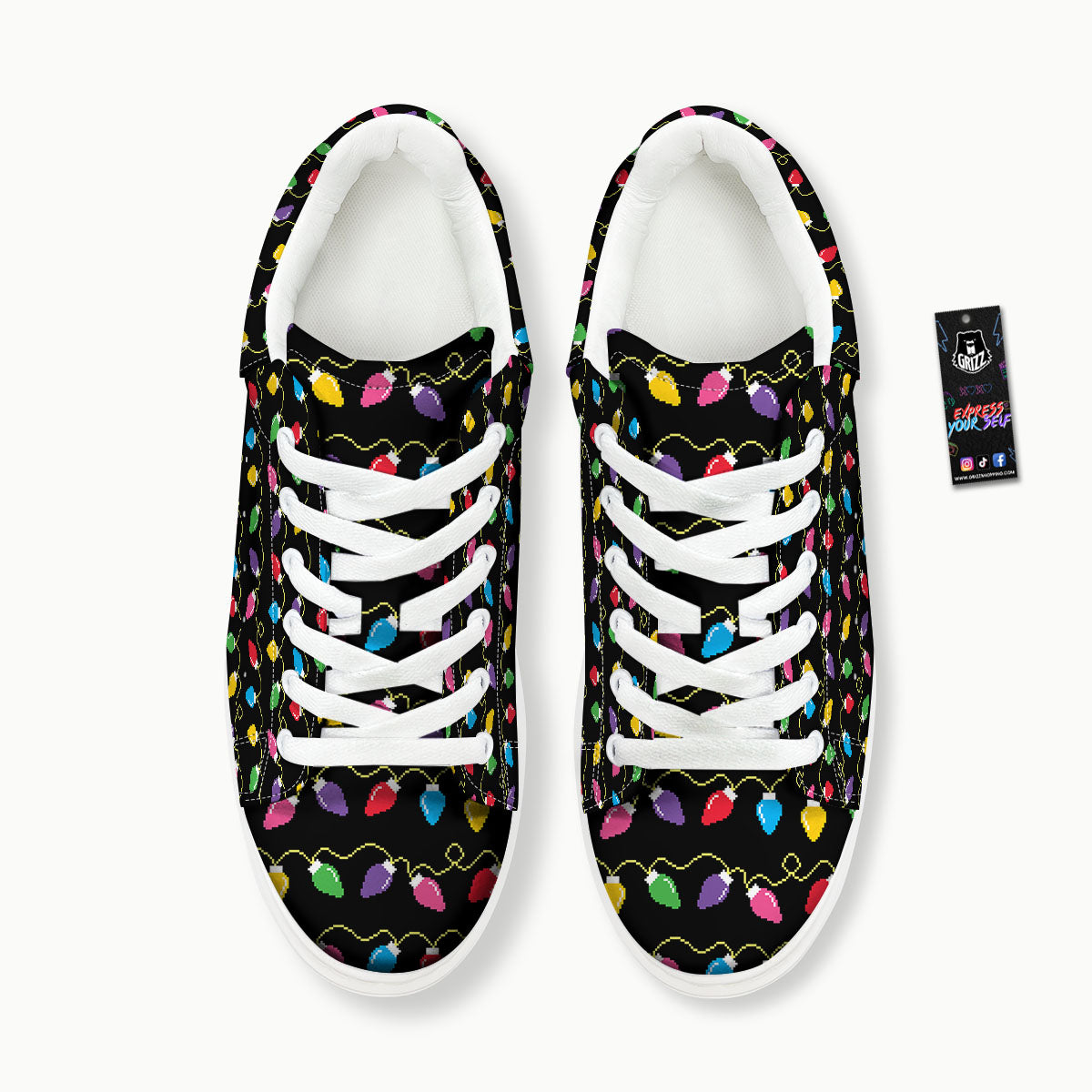 Lights Christmas Pixel Print Pattern Platform Shoes-grizzshop