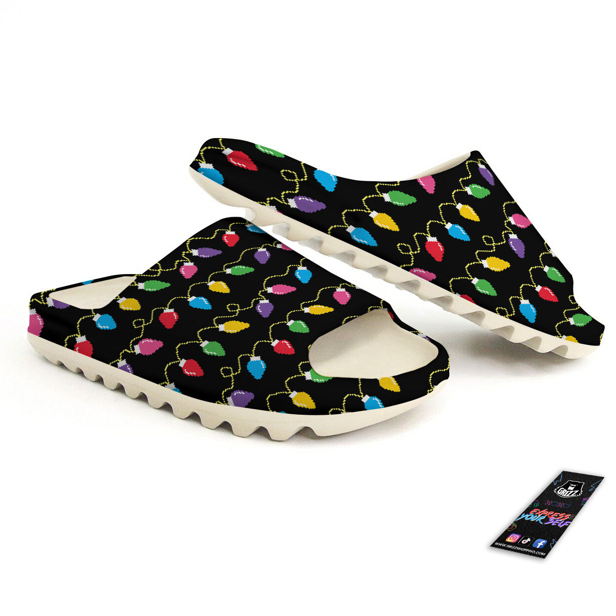 Lights Christmas Pixel Print Pattern Sandals-grizzshop