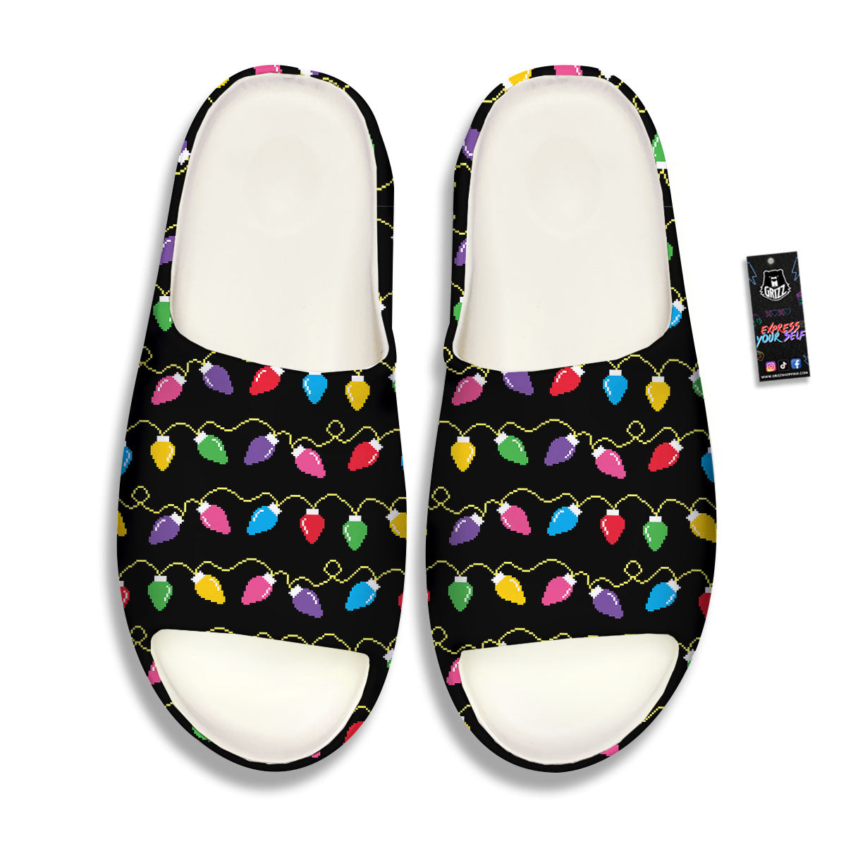 Lights Christmas Pixel Print Pattern Sandals-grizzshop
