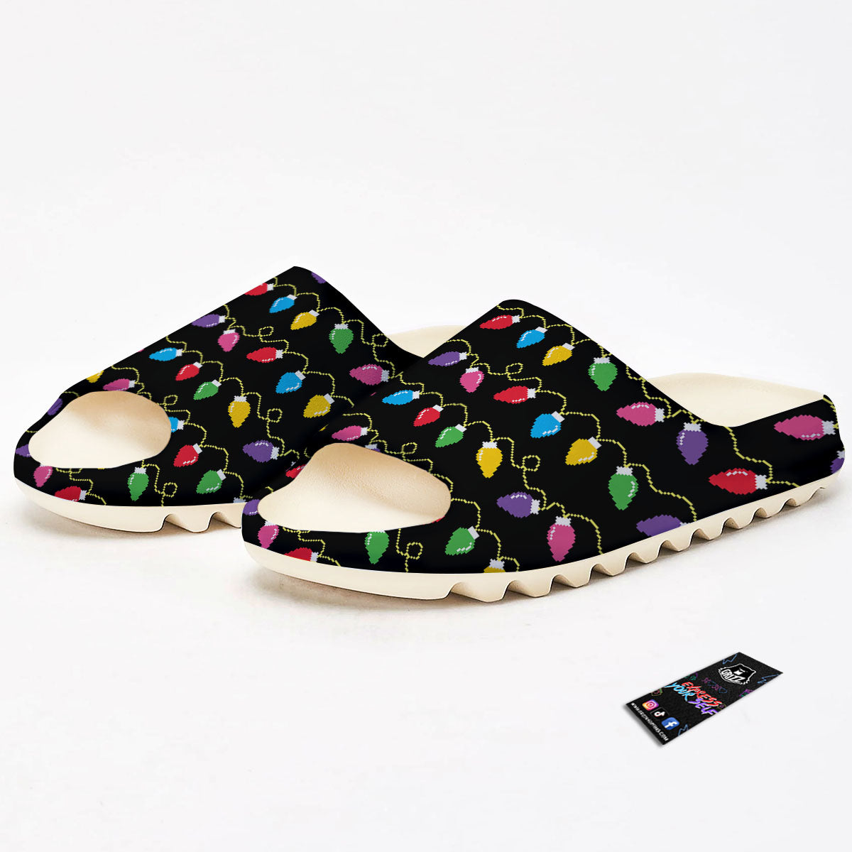 Lights Christmas Pixel Print Pattern Sandals-grizzshop