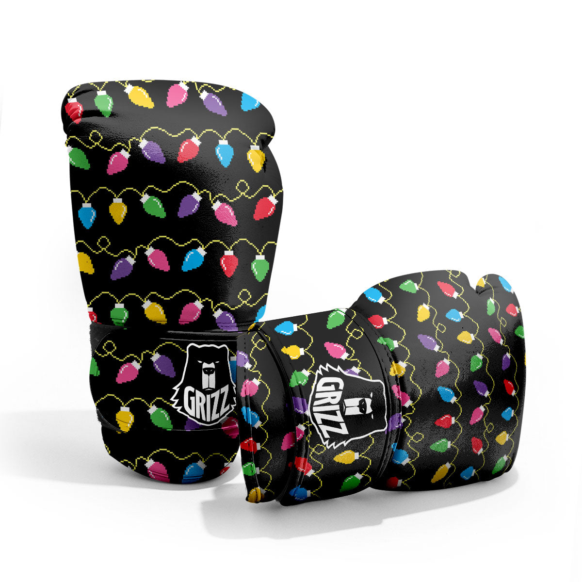 Lights Christmas Pixel Print Pattern Pro Boxing Glove