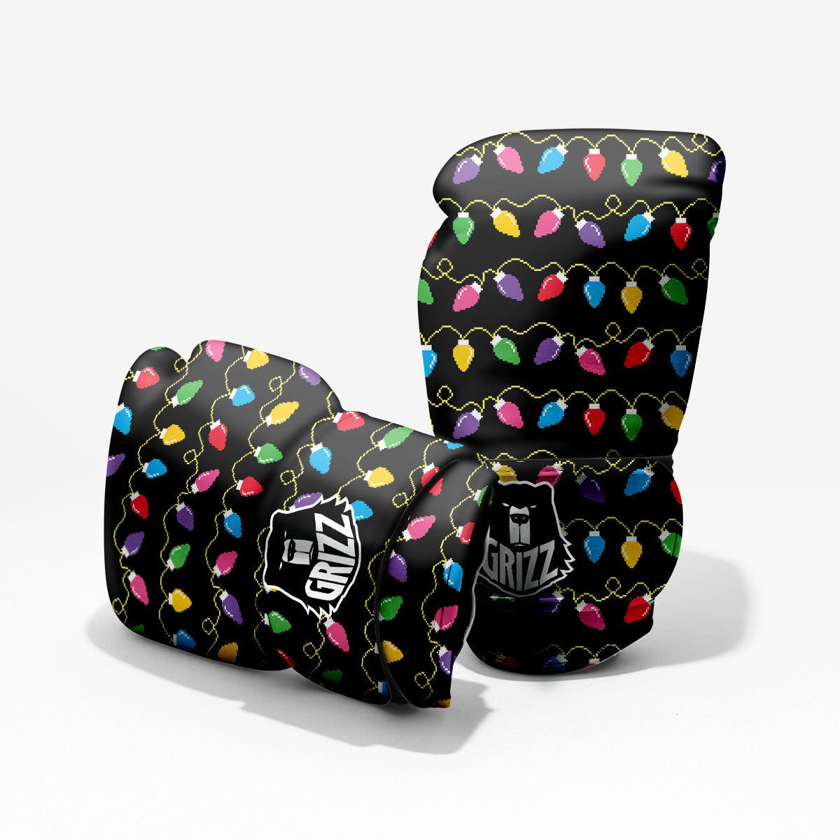 Lights Christmas Pixel Print Pattern Pro Boxing Glove