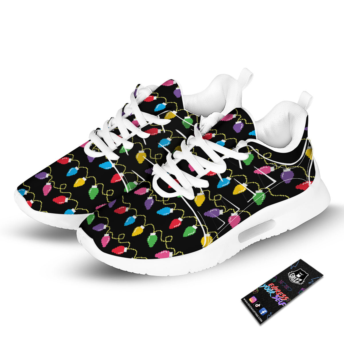 Lights Christmas Pixel Print Pattern Tennis Shoes-grizzshop