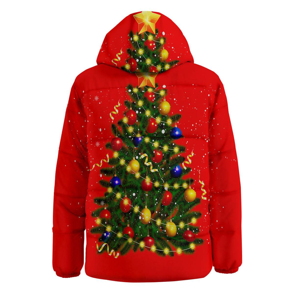 Lights Christmas Tree Print Down Jacket-grizzshop