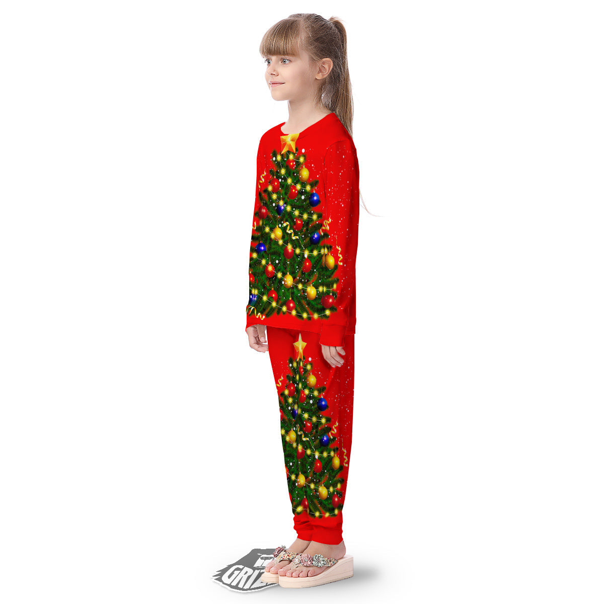 Lights Christmas Tree Print Kid's Pajamas-grizzshop