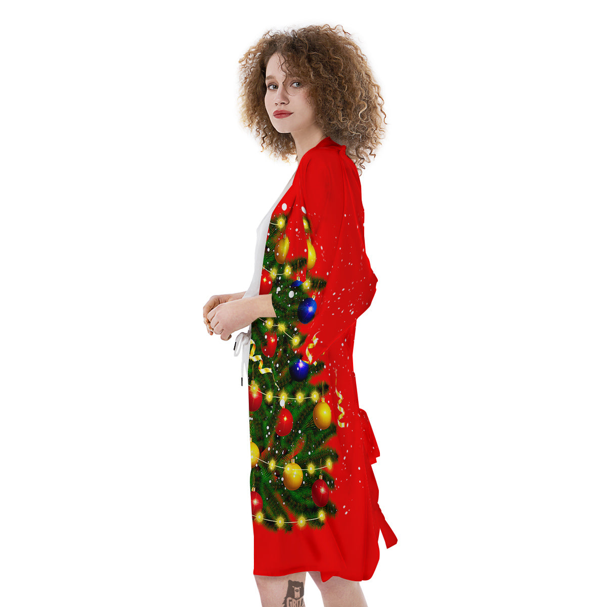 Lights Christmas Tree Print Kimono-grizzshop