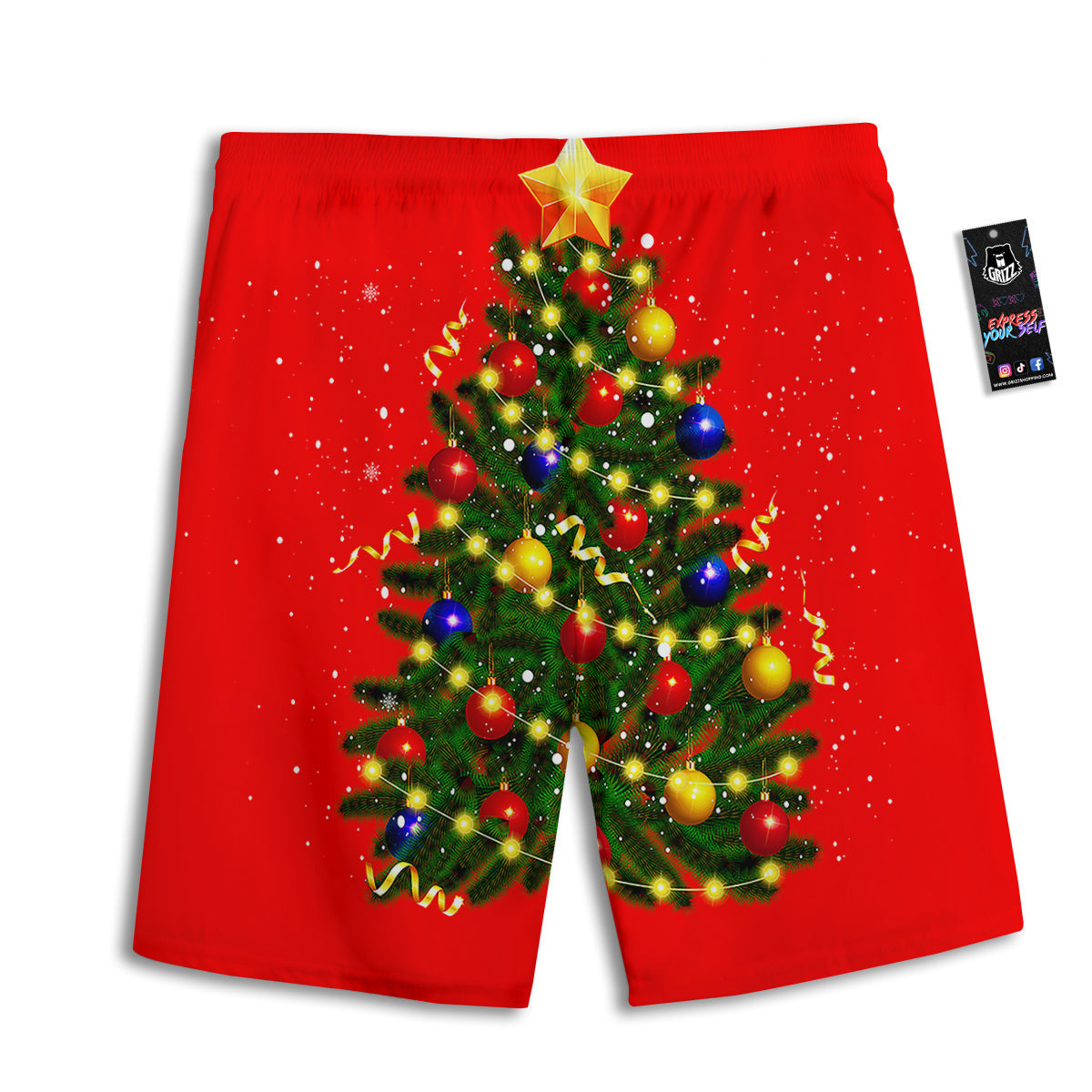 Lights Christmas Tree Print Men's Athletic Shorts