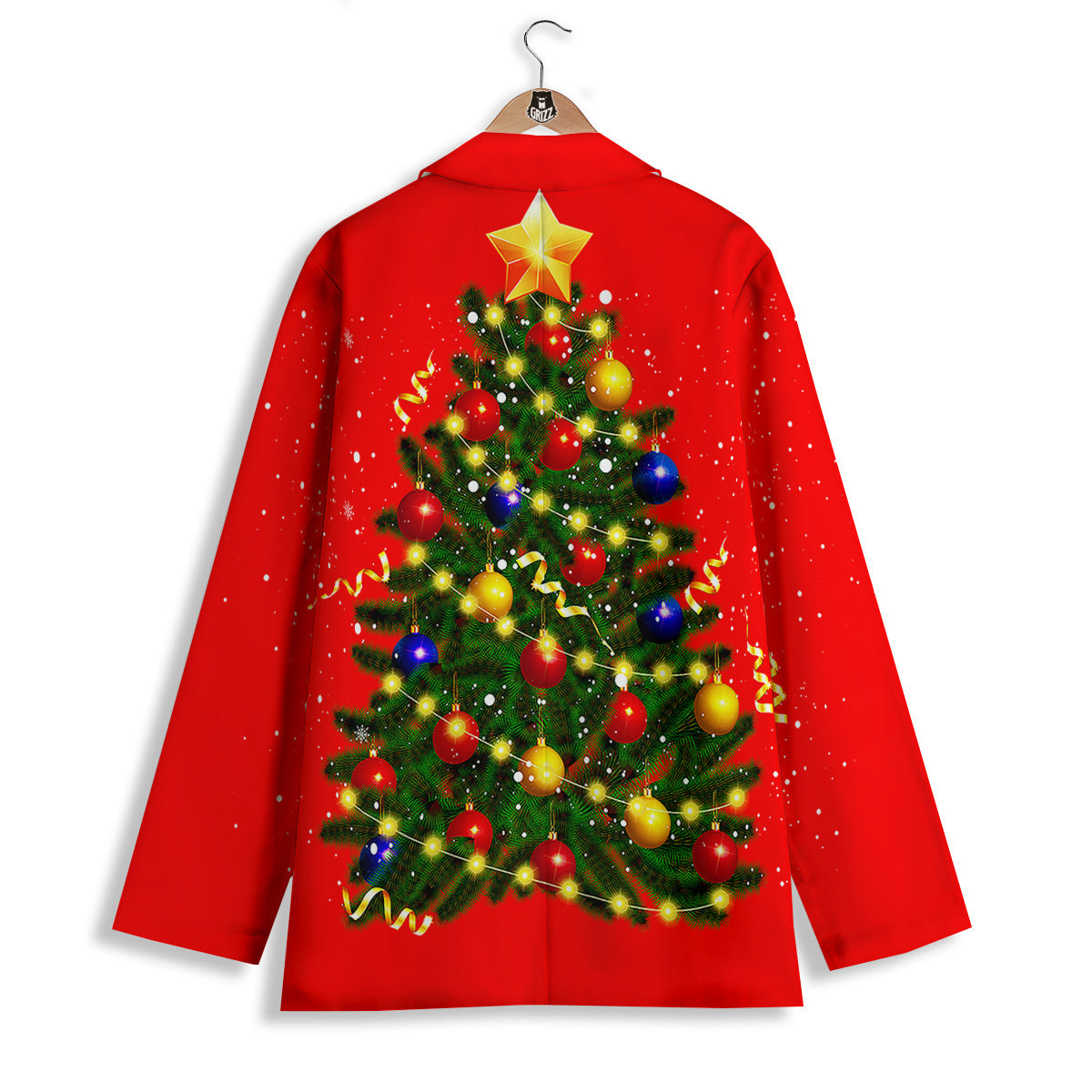 Lights Christmas Tree Print Women's Blazer-grizzshop