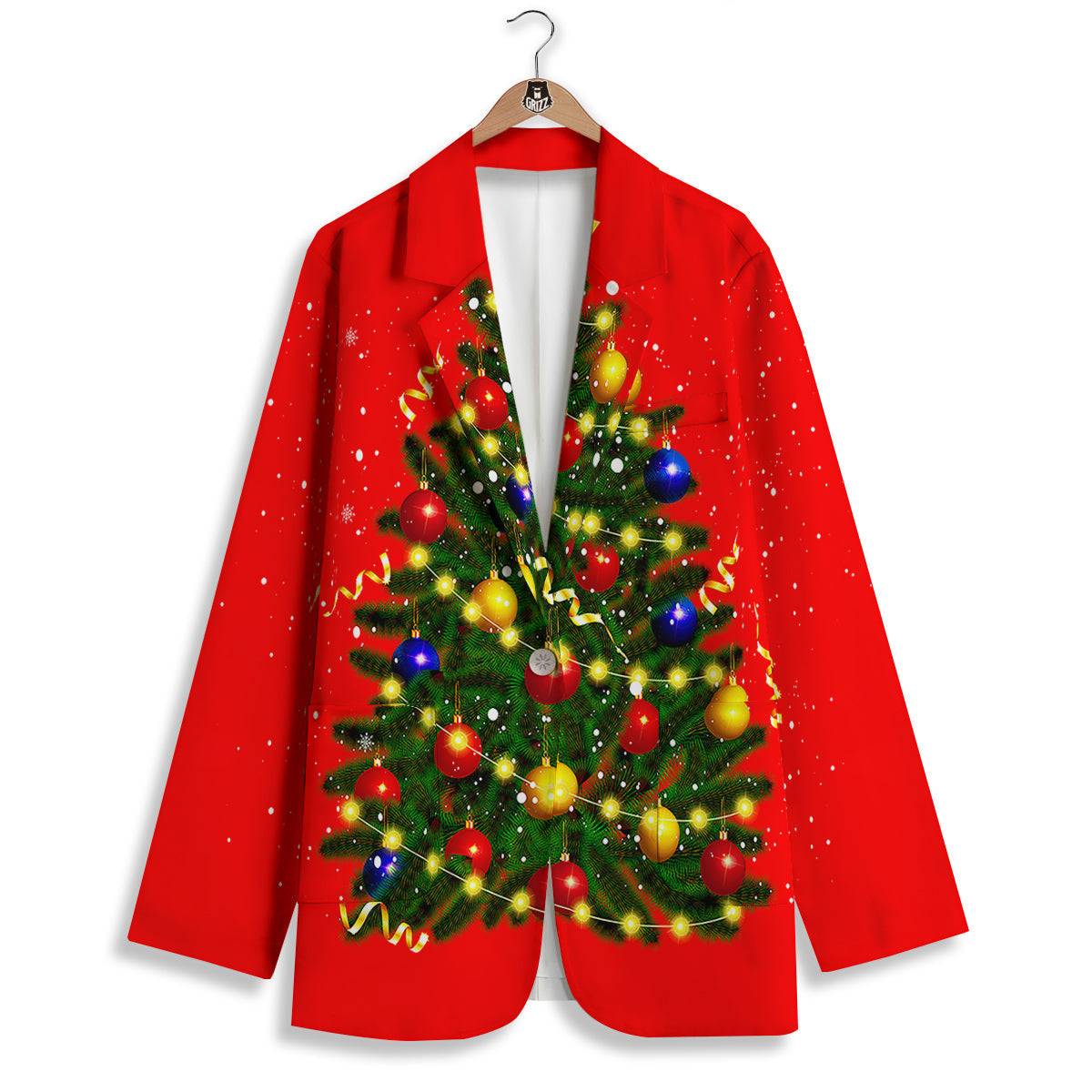 Lights Christmas Tree Print Women's Blazer-grizzshop