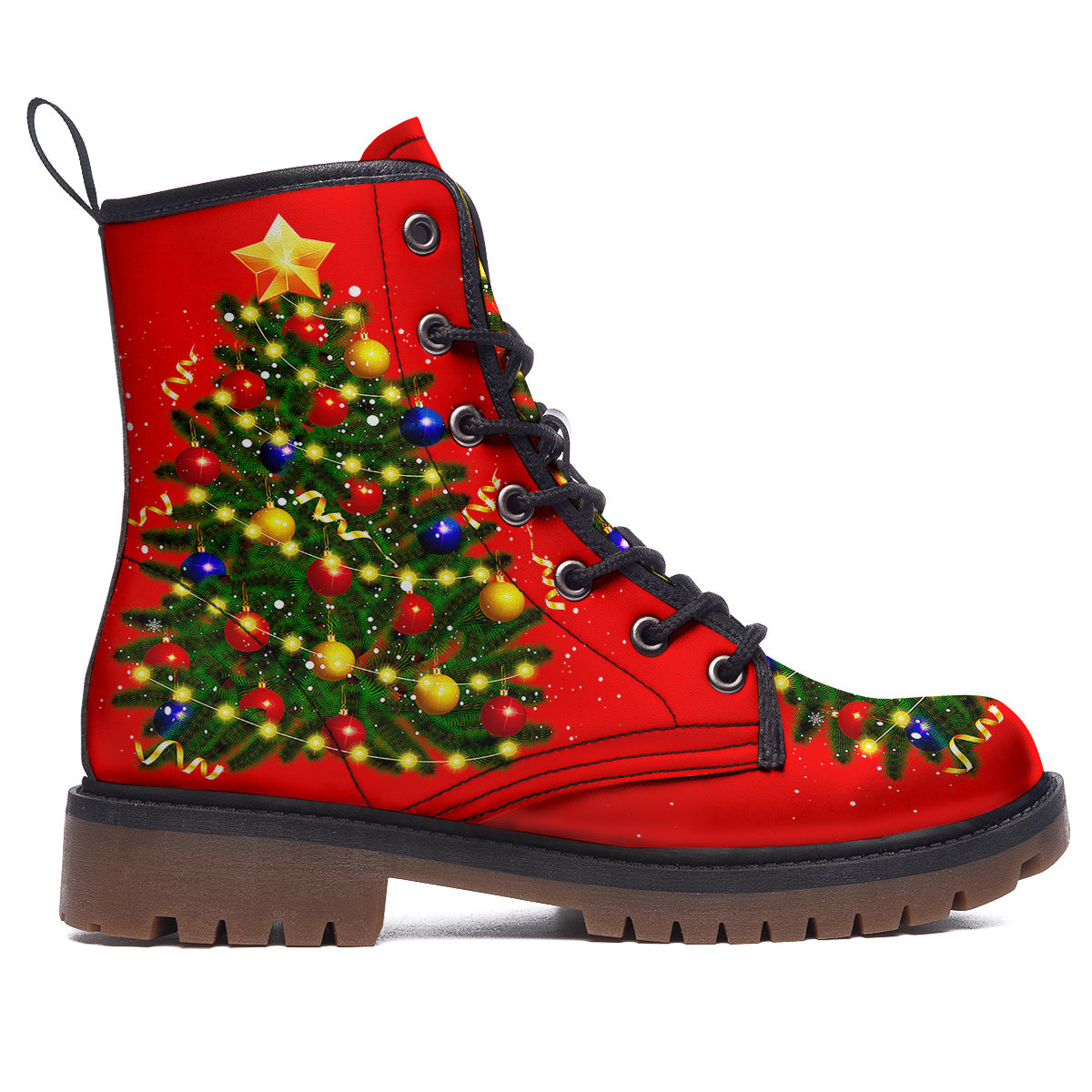 Lights Christmas Tree Print Work Boots-grizzshop