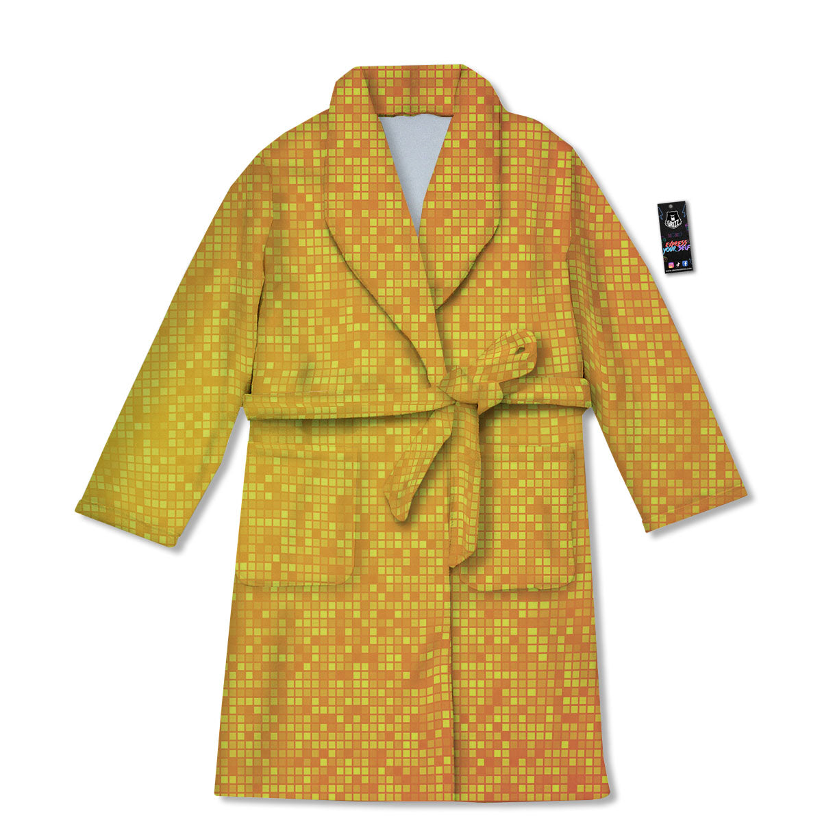 Lights Disco Yellow Print Pattern Bathrobe-grizzshop