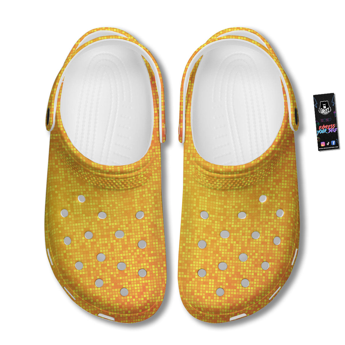Lights Disco Yellow Print Pattern Clog-grizzshop