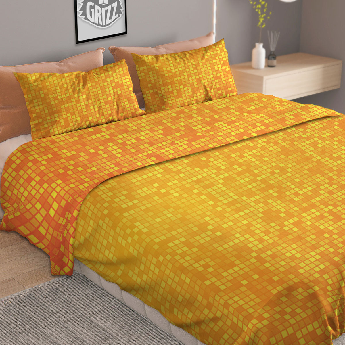 Lights Disco Yellow Print Pattern Duvet Cover Bedding Set