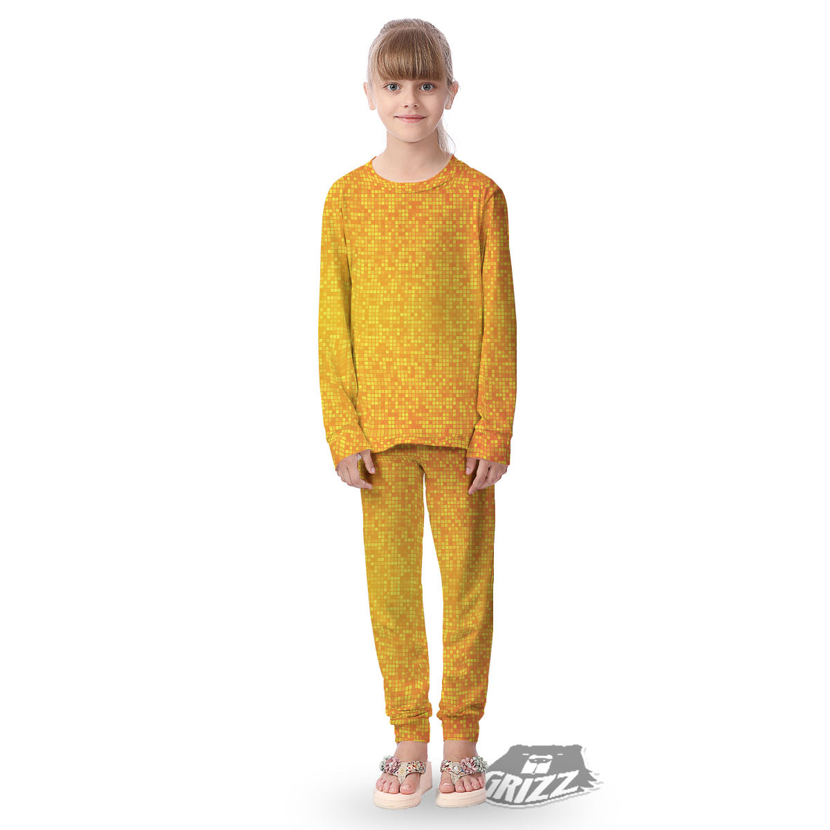 Lights Disco Yellow Print Pattern Kid's Pajamas-grizzshop