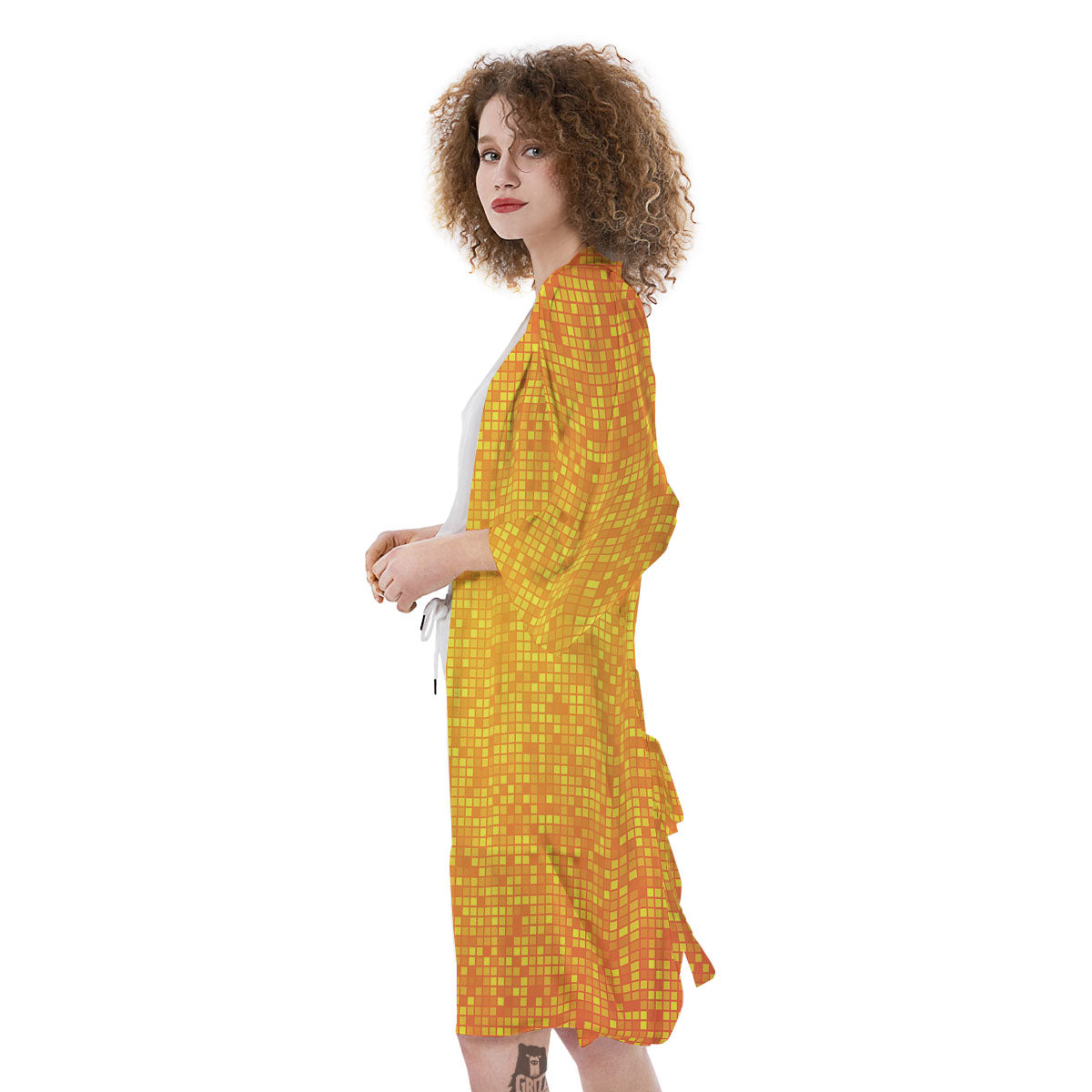 Lights Disco Yellow Print Pattern Kimono-grizzshop