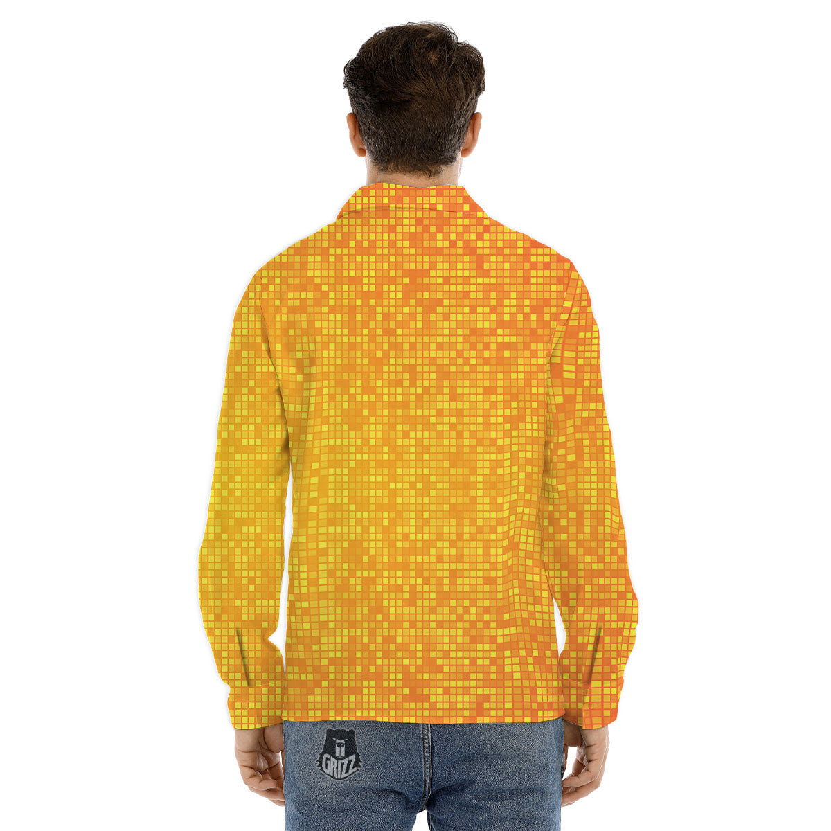 Lights Disco Yellow Print Pattern Men's Dress Shirts-grizzshop