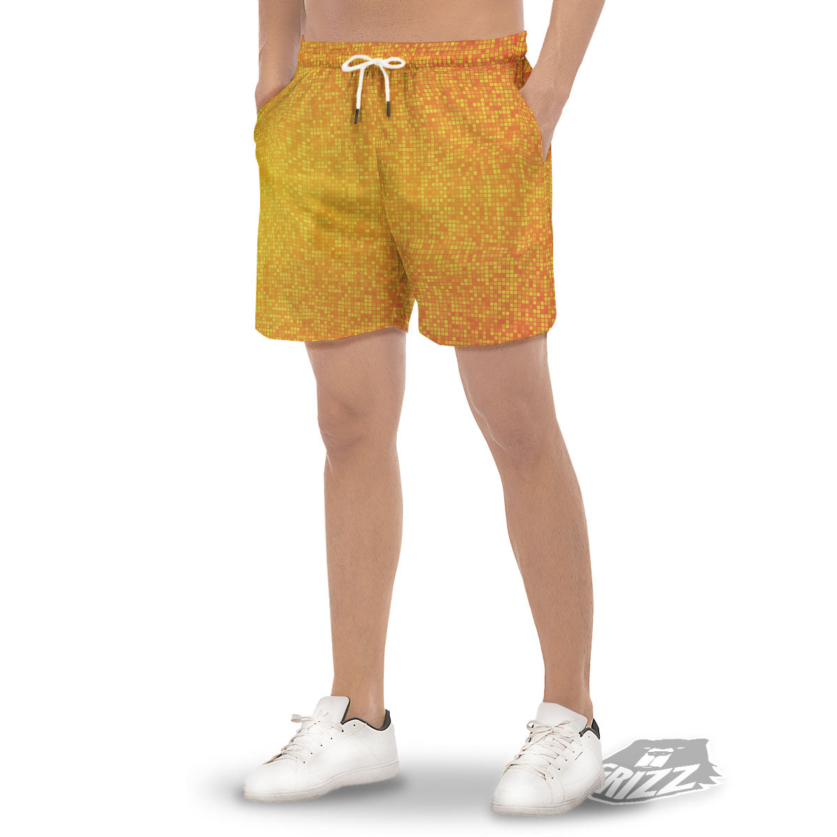 Lights Disco Yellow Print Pattern Men's Gym Shorts-grizzshop