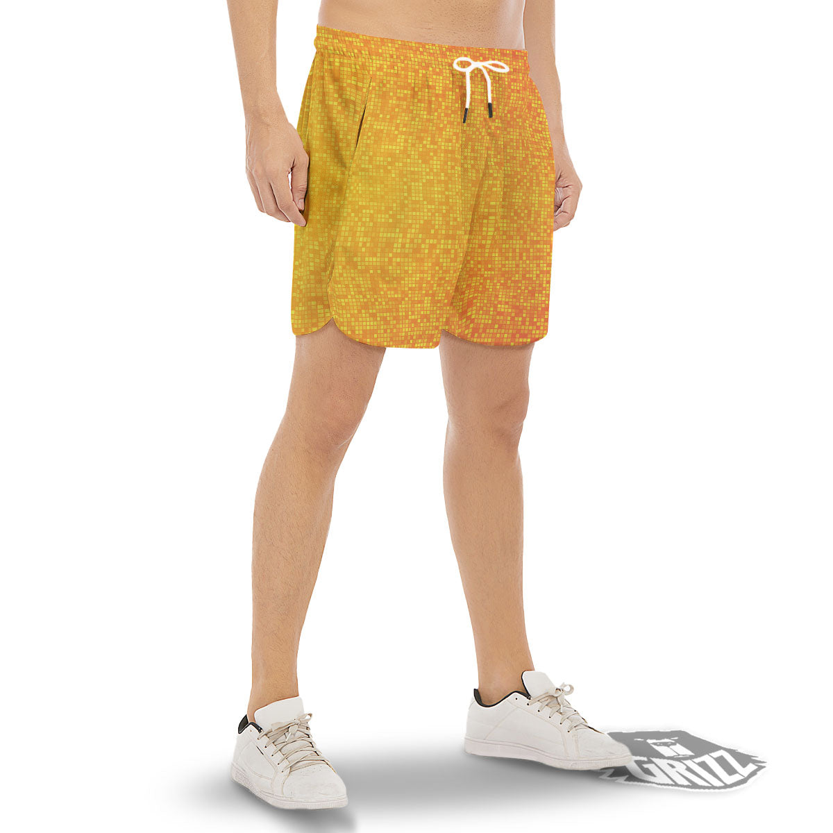 Lights Disco Yellow Print Pattern Men's Gym Shorts-grizzshop