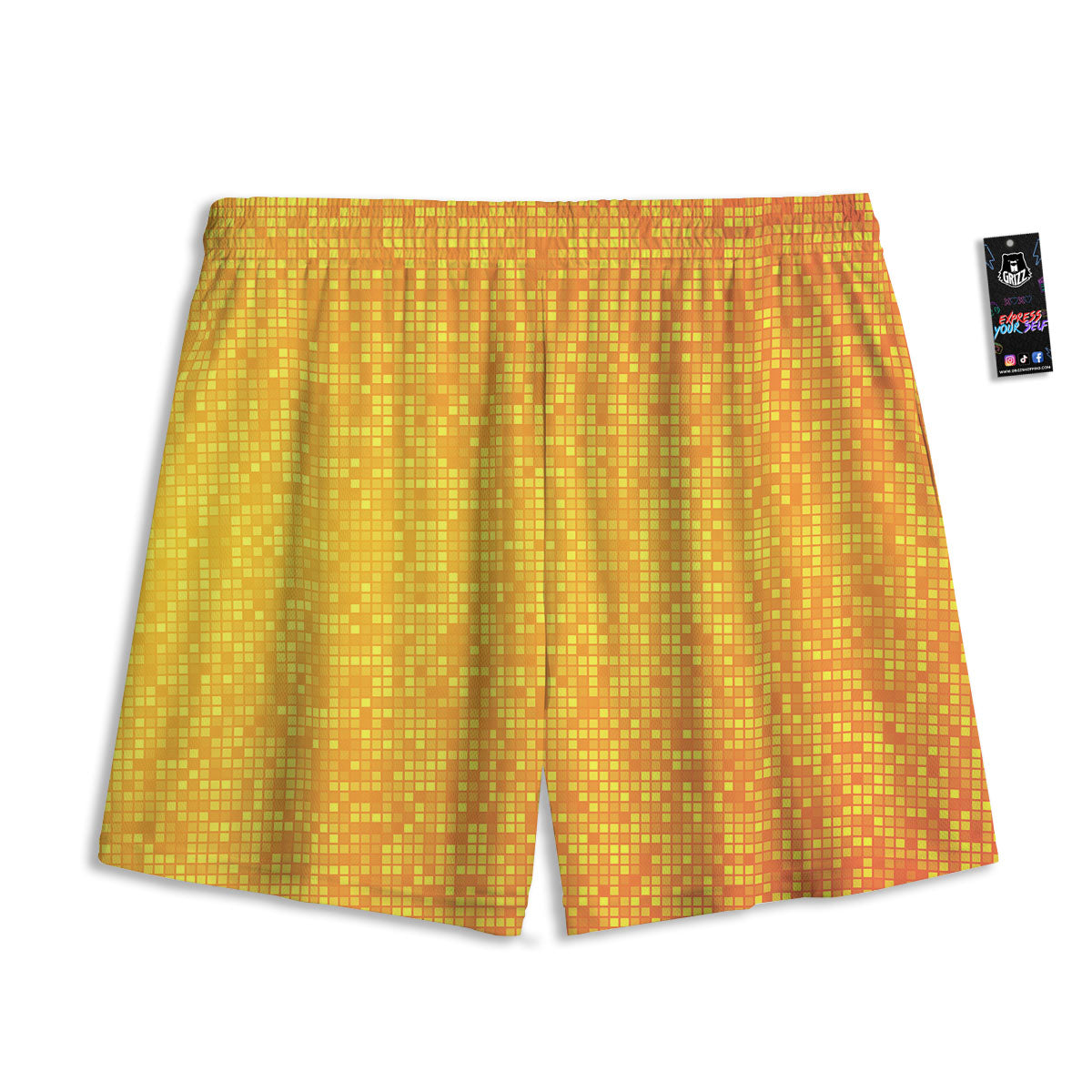 Lights Disco Yellow Print Pattern Mesh Shorts