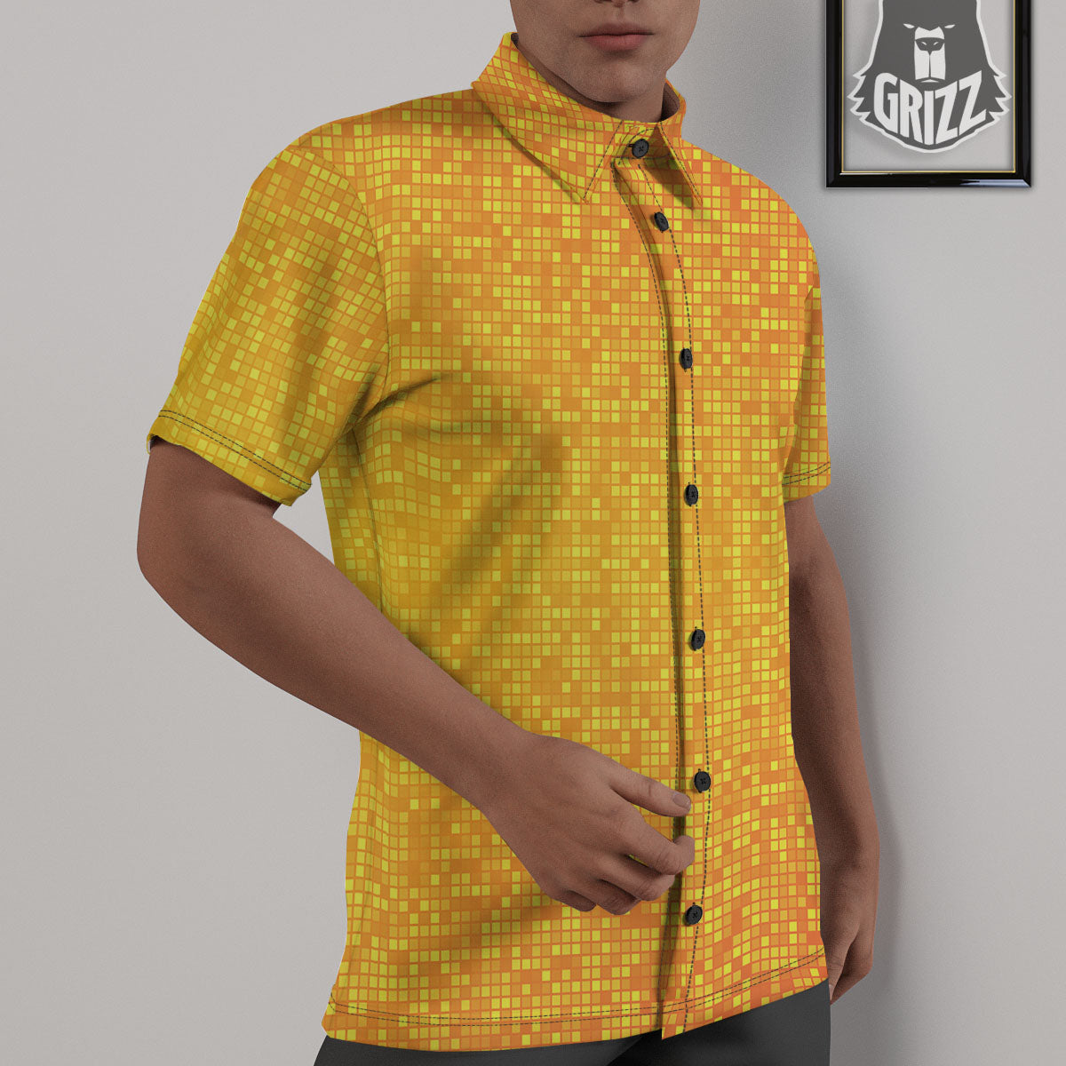 Lights Disco Yellow Print Pattern Untucked Shirts-grizzshop