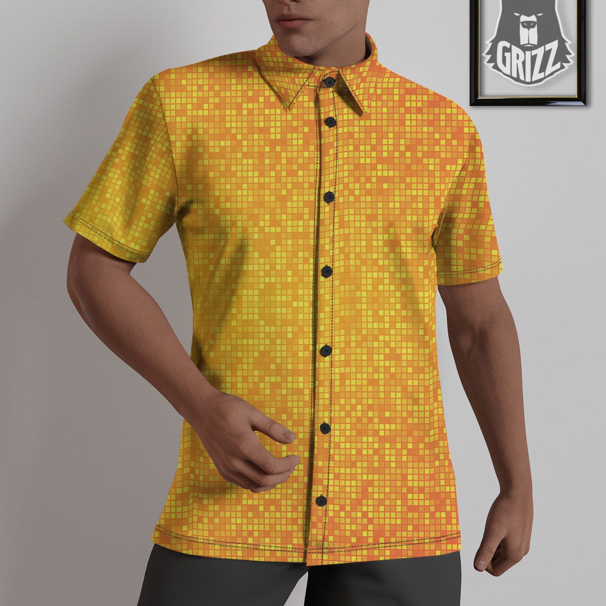 Lights Disco Yellow Print Pattern Untucked Shirts-grizzshop