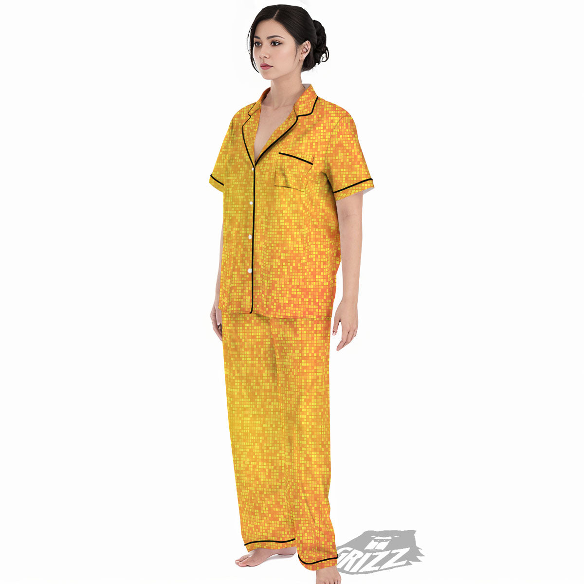 Lights Disco Yellow Print Pattern Women's Pajamas Set-grizzshop