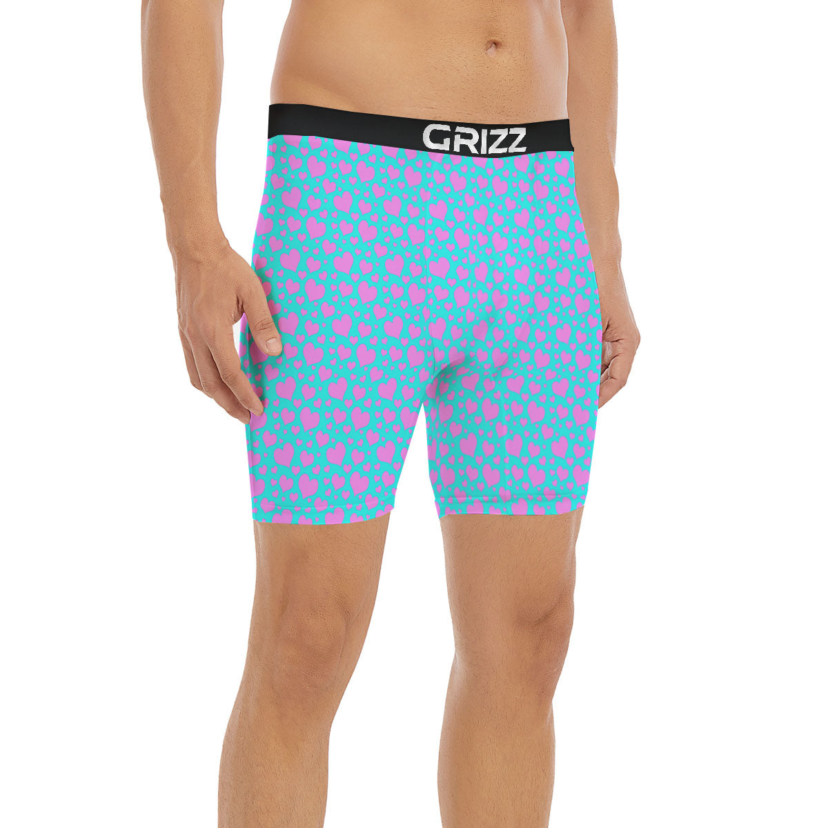 Lights Heart Blue And Pink Print Pattern Boxer Briefs-grizzshop