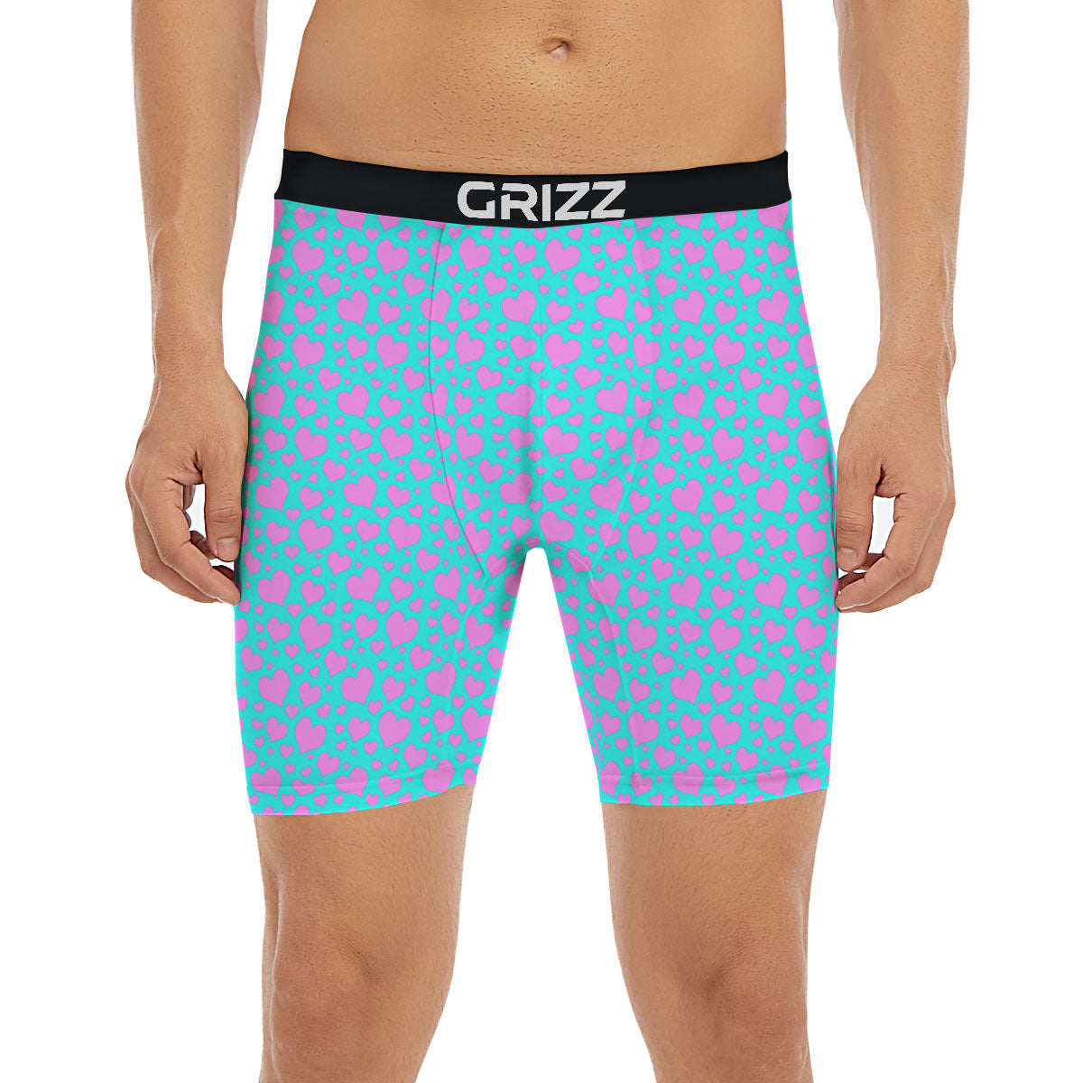 Lights Heart Blue And Pink Print Pattern Boxer Briefs-grizzshop