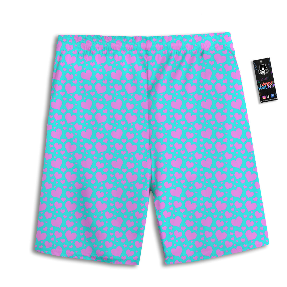 Lights Heart Blue And Pink Print Pattern Men's Athletic Shorts