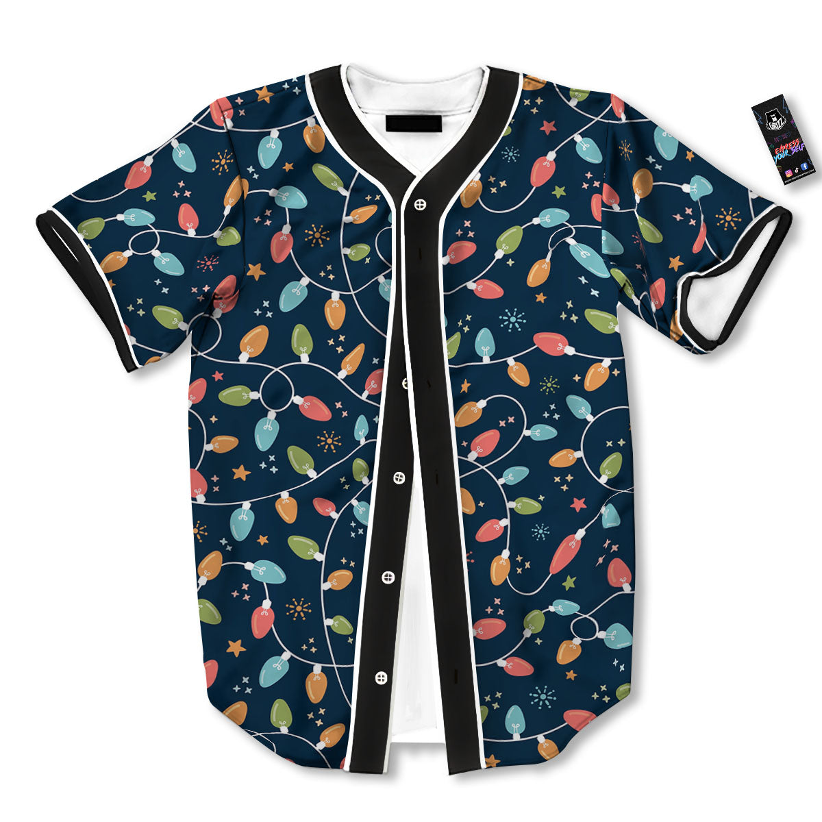 Lights Merry Christmas Print Pattern Baseball Jersey-grizzshop