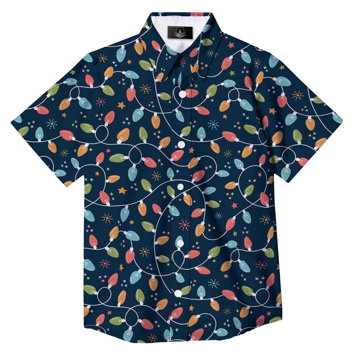 Lights Merry Christmas Print Pattern Button Up Shirt-grizzshop