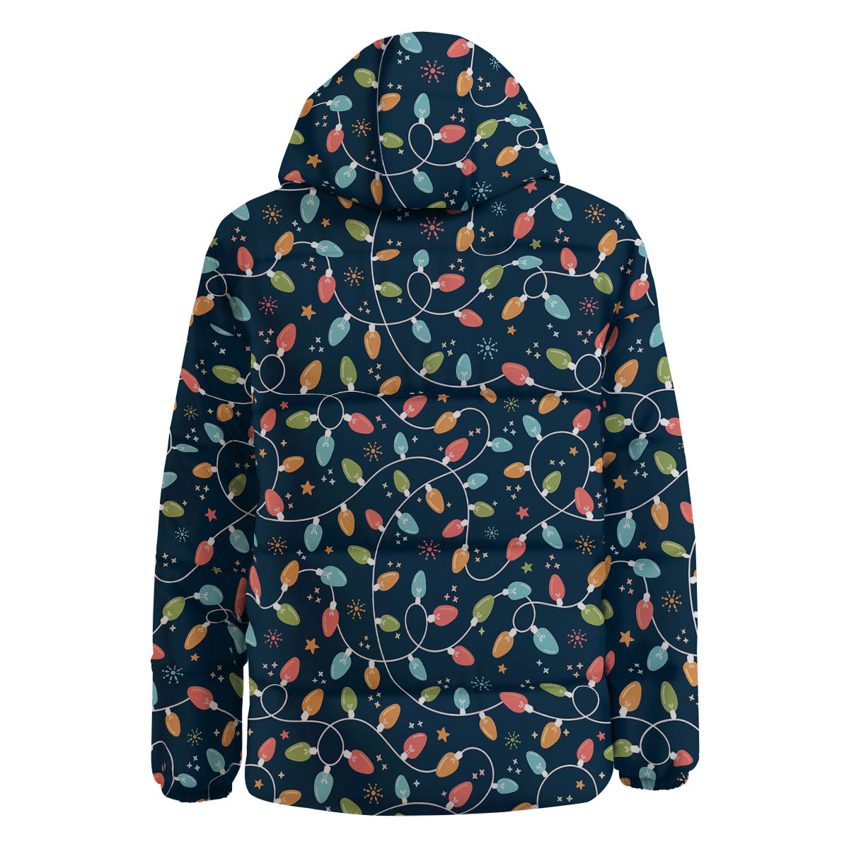 Lights Merry Christmas Print Pattern Down Jacket-grizzshop