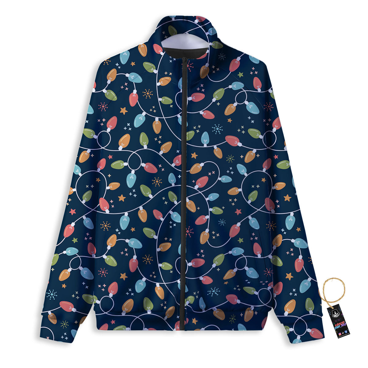 Lights Merry Christmas Print Pattern Track Jacket-grizzshop