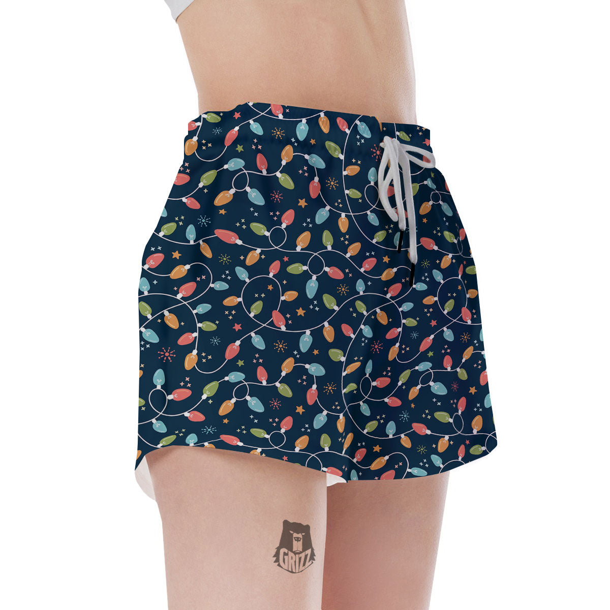 Lights Merry Christmas Print Pattern Women's Shorts-grizzshop